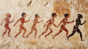 a photo of cave paintings showing human nature changed